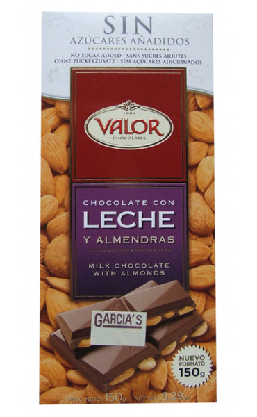 Valor Chocolate Con Leche Y Almendras Sin AzuCares Anadidos - 150g